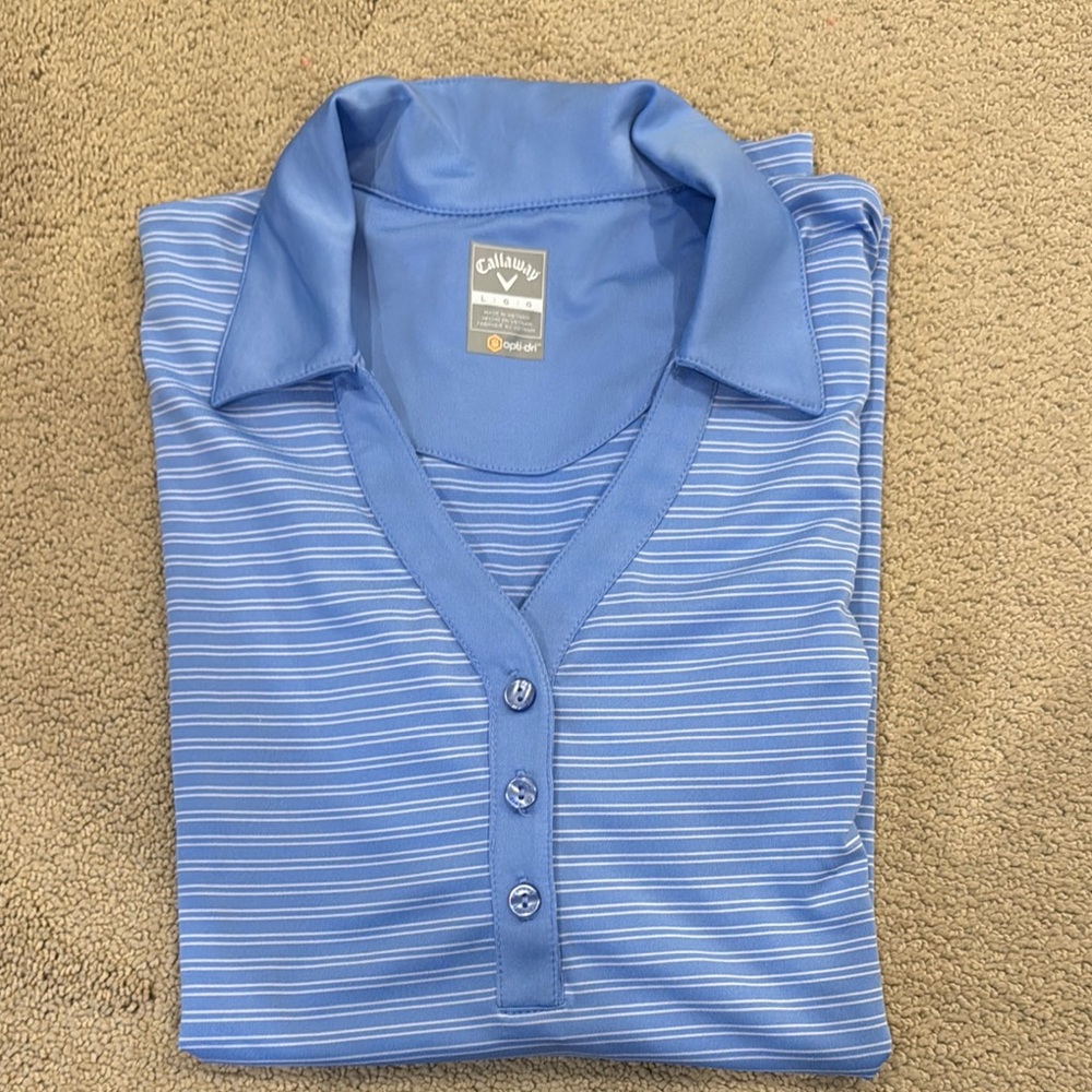 Callaway Blue Striped Polo Shirt